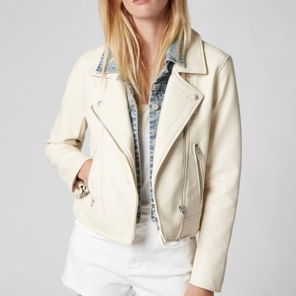 New BlankNYC Vegan Leather Jacket With Denim Insert - Picture 5 of 6